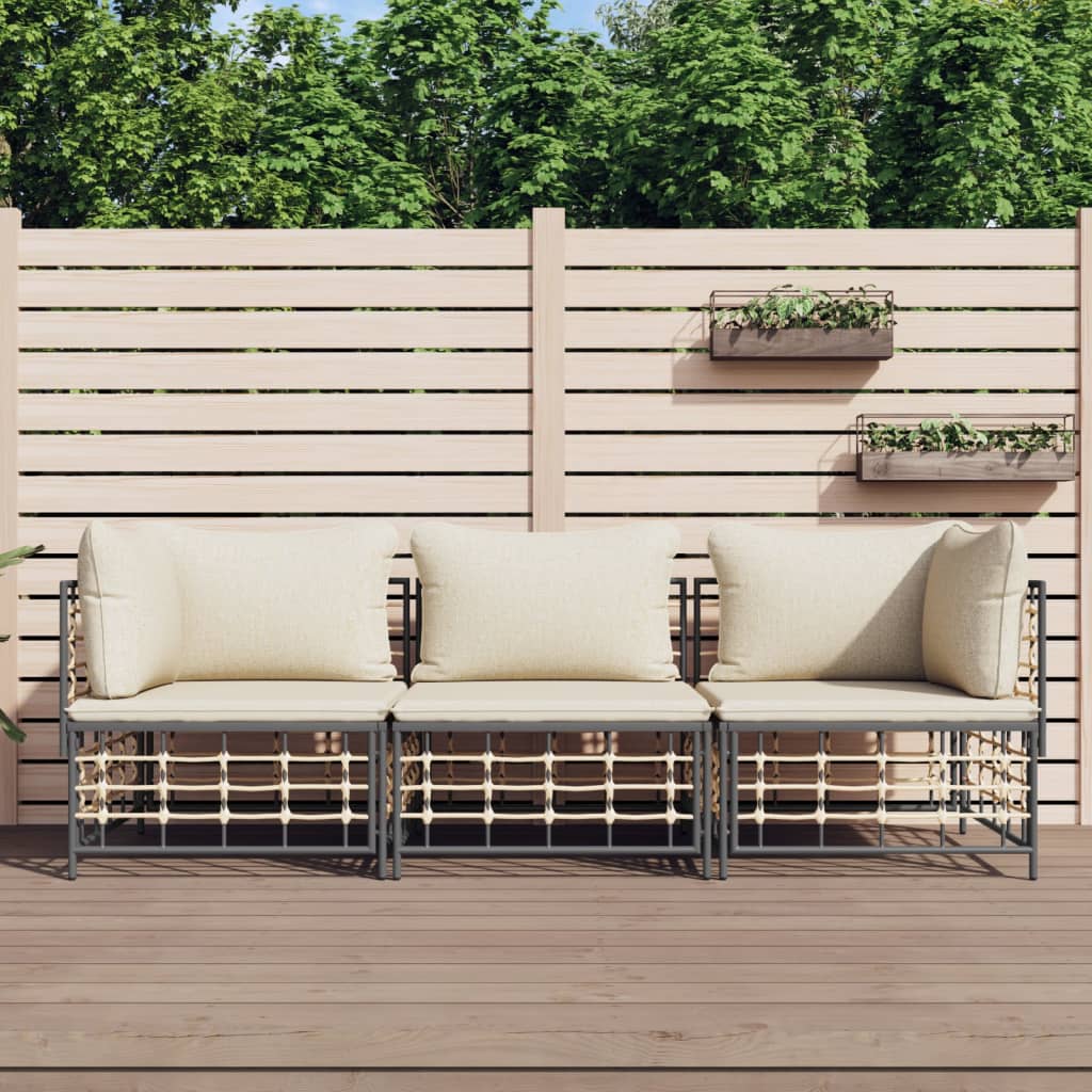 vidaXL Hoekbanken sectioneel met kussens 2 st poly rattan