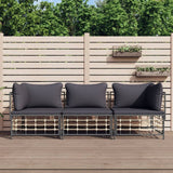 vidaXL Hoekbanken sectioneel met kussens 2 st poly rattan