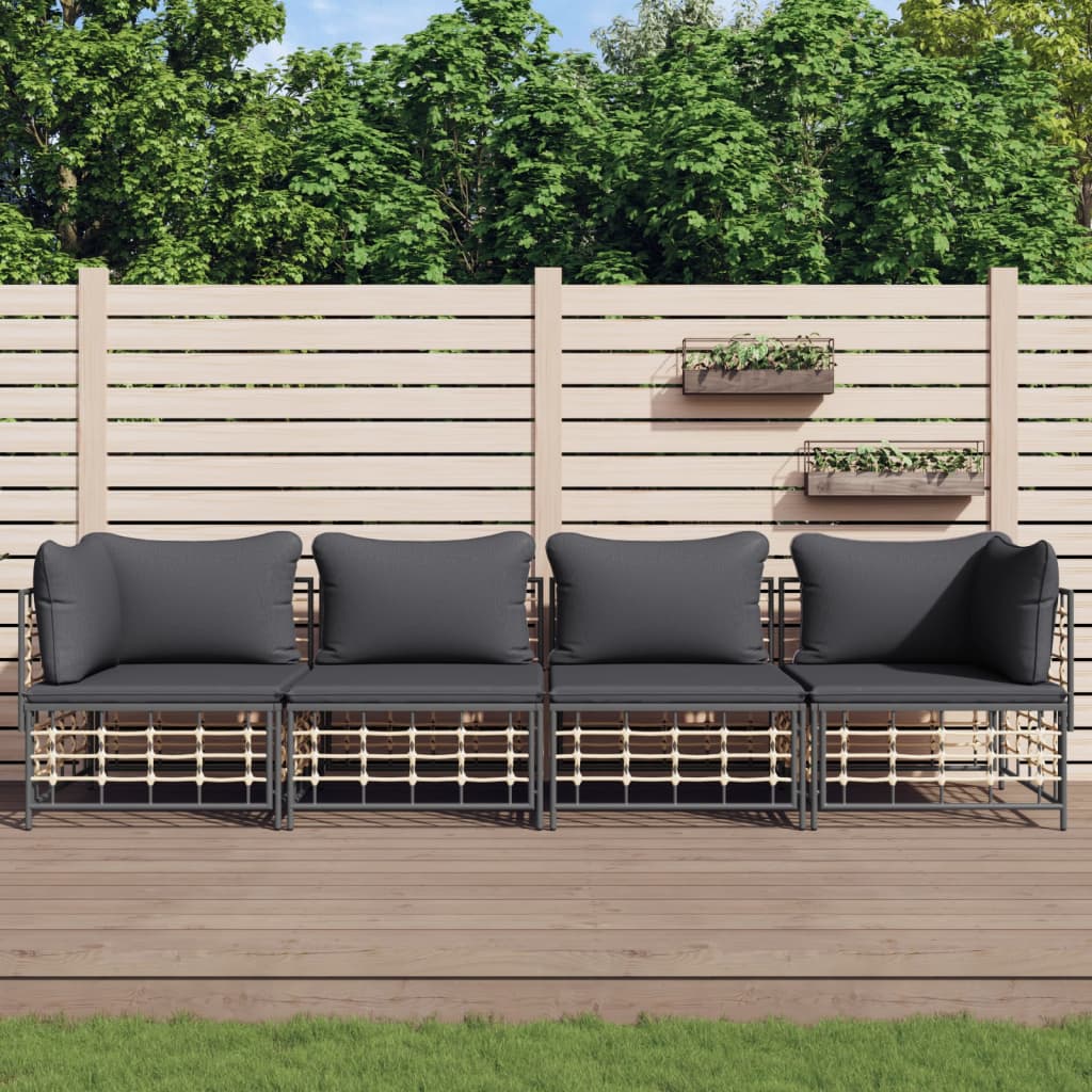 vidaXL Hoekbanken sectioneel met kussens 2 st poly rattan