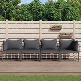 vidaXL Hoekbanken sectioneel met kussens 2 st poly rattan