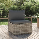 vidaXL Voetensteun met kussen 55x55x30 cm poly rattan grijs