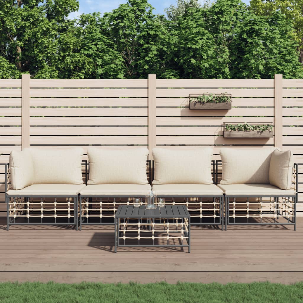 vidaXL Hoekbanken sectioneel met kussens 2 st poly rattan