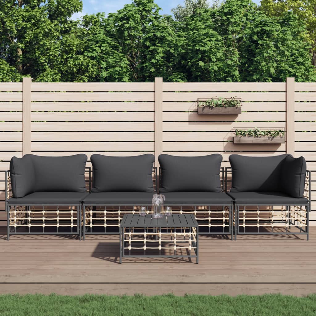 vidaXL Hoekbanken sectioneel met kussens 2 st poly rattan