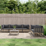 vidaXL 5-delige Loungeset met kussens poly rattan antracietkleurig