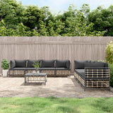 vidaXL 5-delige Loungeset met kussens poly rattan antracietkleurig