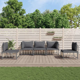 vidaXL 4-delige Loungeset met kussens poly rattan antracietkleurig