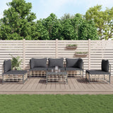 vidaXL 4-delige Loungeset met kussens poly rattan antracietkleurig