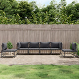 vidaXL 4-delige Loungeset met kussens poly rattan antracietkleurig