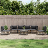 vidaXL 4-delige Loungeset met kussens poly rattan antracietkleurig