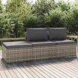 vidaXL Voetensteun met kussen 55x55x30 cm poly rattan grijs