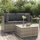 vidaXL Voetensteun met kussen 55x55x30 cm poly rattan grijs