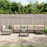 vidaXL 6-delige Loungeset met kussens poly rattan antracietkleurig