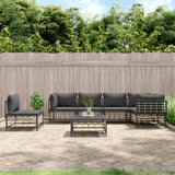 vidaXL 6-delige Loungeset met kussens poly rattan antracietkleurig