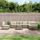 vidaXL 6-delige Loungeset met kussens poly rattan antracietkleurig