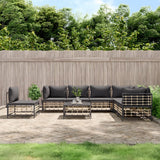 vidaXL 6-delige Loungeset met kussens poly rattan antracietkleurig
