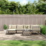 vidaXL 6-delige Loungeset met kussens poly rattan antracietkleurig