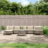 vidaXL 6-delige Loungeset met kussens poly rattan antracietkleurig