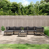 vidaXL 6-delige Loungeset met kussens poly rattan antracietkleurig