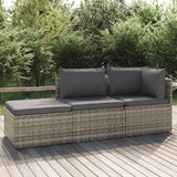 vidaXL Voetensteun met kussen 55x55x30 cm poly rattan grijs