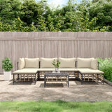 vidaXL 6-delige Loungeset met kussens poly rattan antracietkleurig