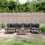 vidaXL 6-delige Loungeset met kussens poly rattan antracietkleurig