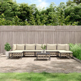 vidaXL 6-delige Loungeset met kussens poly rattan antracietkleurig