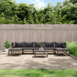 vidaXL 6-delige Loungeset met kussens poly rattan antracietkleurig