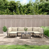 vidaXL 6-delige Loungeset met kussens poly rattan antracietkleurig