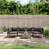 vidaXL 6-delige Loungeset met kussens poly rattan antracietkleurig