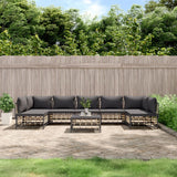 vidaXL 6-delige Loungeset met kussens poly rattan antracietkleurig