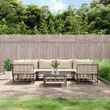 vidaXL 6-delige Loungeset met kussens poly rattan antracietkleurig