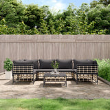vidaXL 6-delige Loungeset met kussens poly rattan antracietkleurig