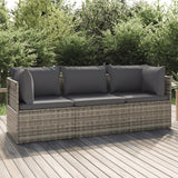 vidaXL Voetensteun met kussen 55x55x30 cm poly rattan grijs
