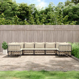vidaXL 6-delige Loungeset met kussens poly rattan antracietkleurig