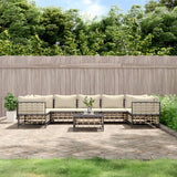 vidaXL 6-delige Loungeset met kussens poly rattan antracietkleurig
