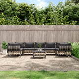 vidaXL 6-delige Loungeset met kussens poly rattan antracietkleurig