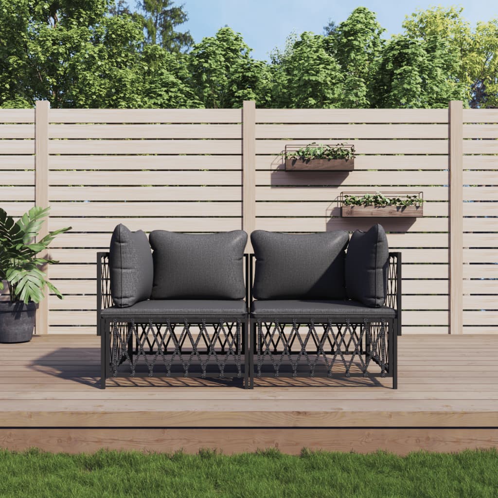 vidaXL 2-delige Loungeset met kussens staal wit