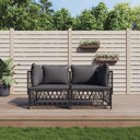 vidaXL 2-delige Loungeset met kussens staal wit