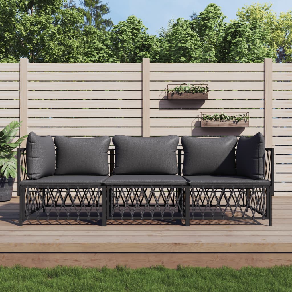 vidaXL 2-delige Loungeset met kussens staal wit
