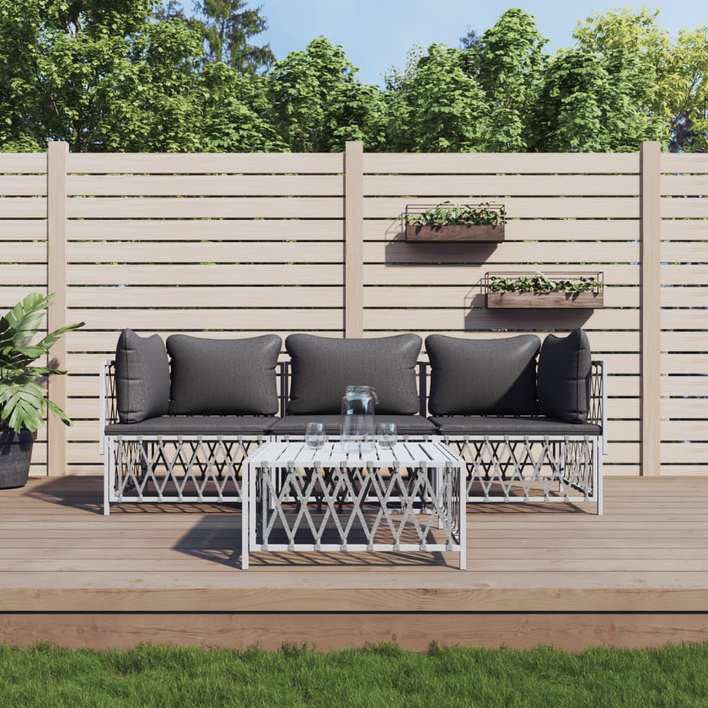 vidaXL 2-delige Loungeset met kussens staal wit
