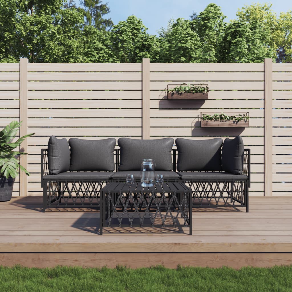 vidaXL 2-delige Loungeset met kussens staal wit