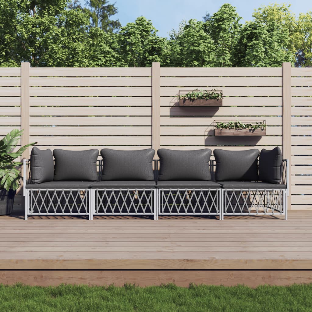 vidaXL 2-delige Loungeset met kussens staal wit