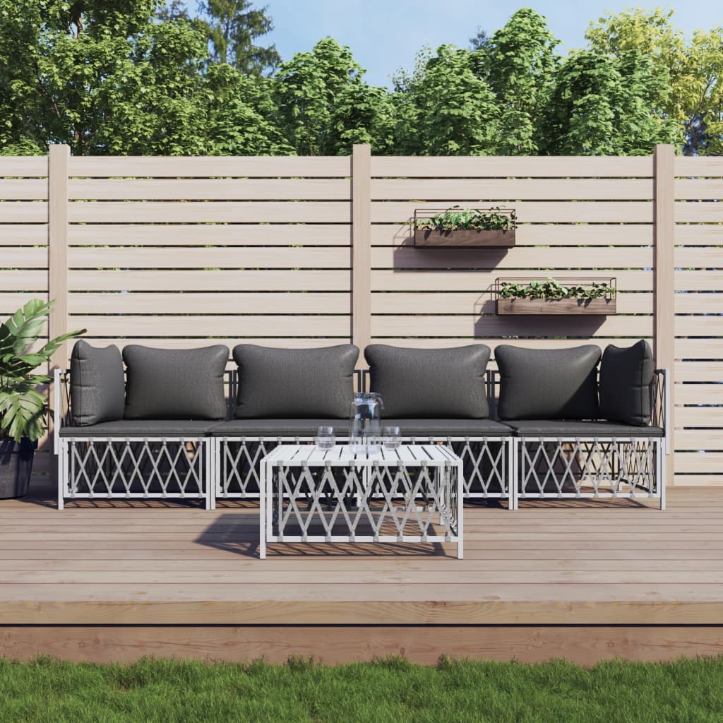 vidaXL 2-delige Loungeset met kussens staal wit
