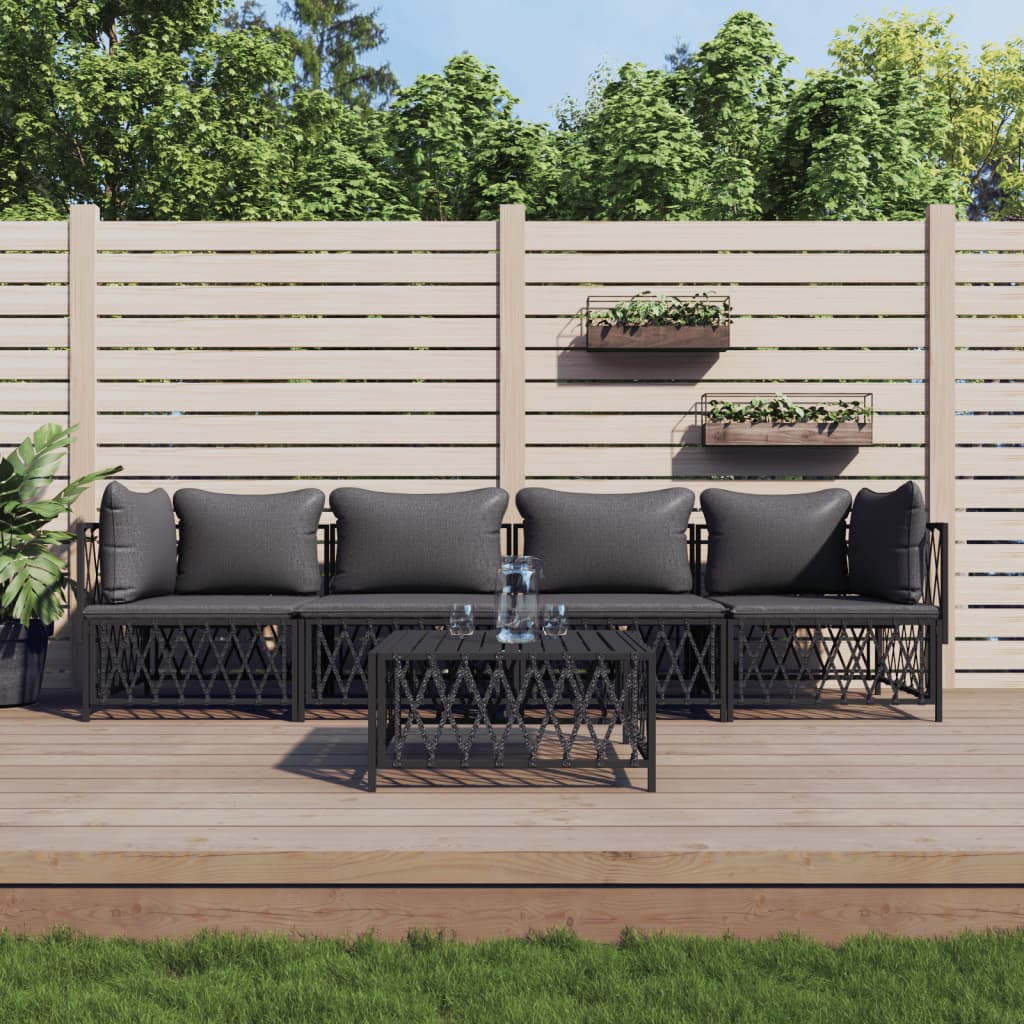 vidaXL 2-delige Loungeset met kussens staal wit