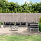 vidaXL 5-delige Loungeset met kussens staal wit