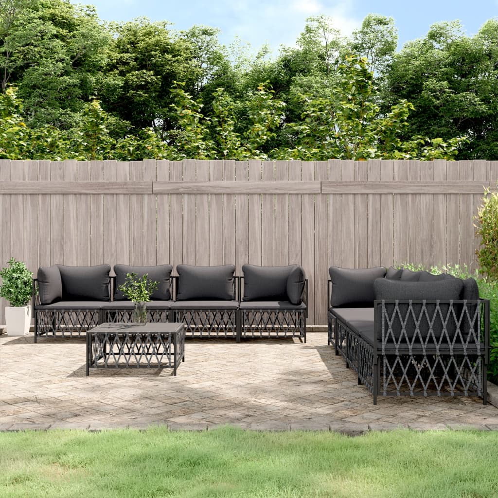 vidaXL 5-delige Loungeset met kussens staal wit