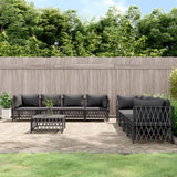 vidaXL 5-delige Loungeset met kussens staal wit