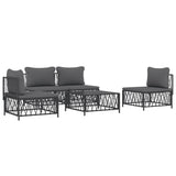 vidaXL 5-delige Loungeset met kussens staal wit
