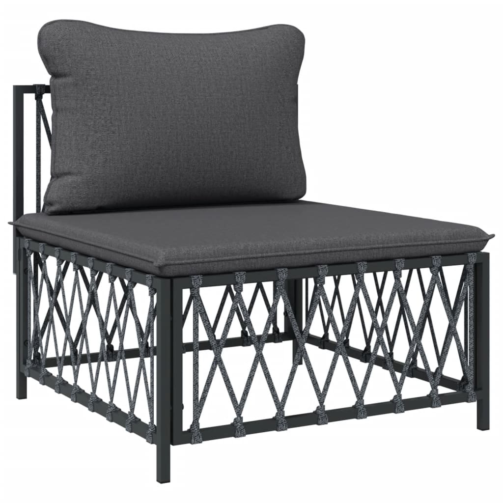 vidaXL 5-delige Loungeset met kussens staal wit