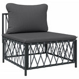 vidaXL 5-delige Loungeset met kussens staal wit